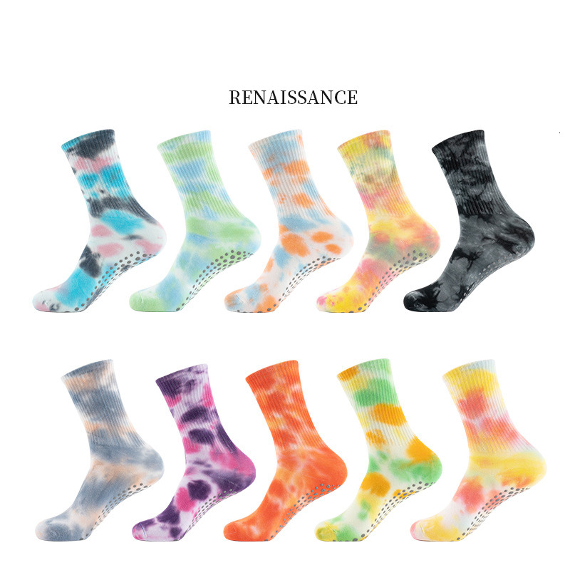 Summer thin fashion tie dye yoga anti slip indoor gym floor training dance Pilates sports socks