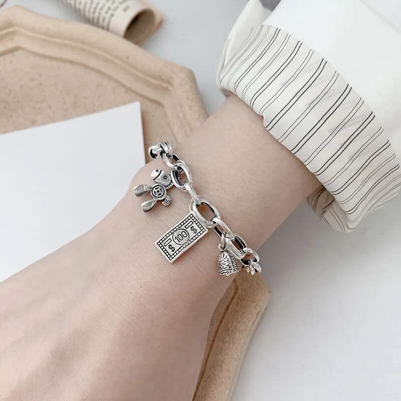 Personality Lovely Horse Fish Head & Dollar Tag Thai Sier Ladies Bracelet Jewelry Women Cheap Gifts
