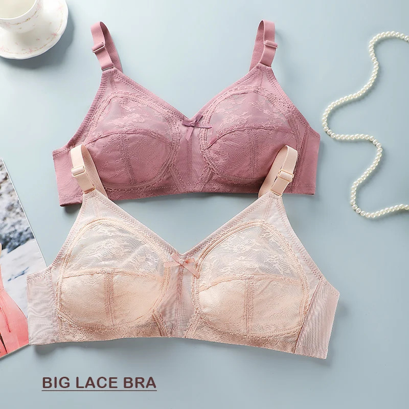 Womens large lace bra ultrathin transparent push up wireless sexy fashion 3446 250430