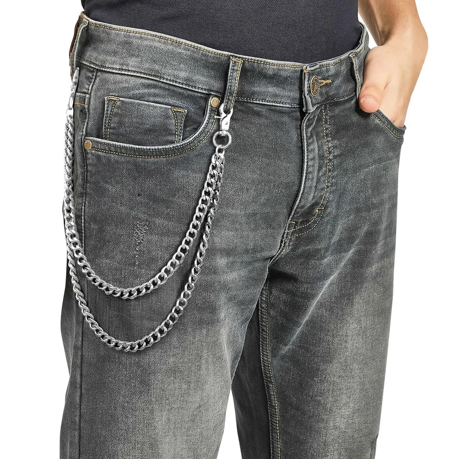 Wallet Chain for Men Women Long Pocket Keychain with Lobster Clasps for Keys Wallet Jeans Pants Belt 250428