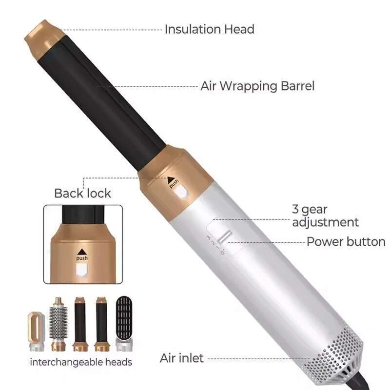 Professional Styler 5 In 1 Dryer Curling Straightening Hair Drying 1000W Hot Air Brushes