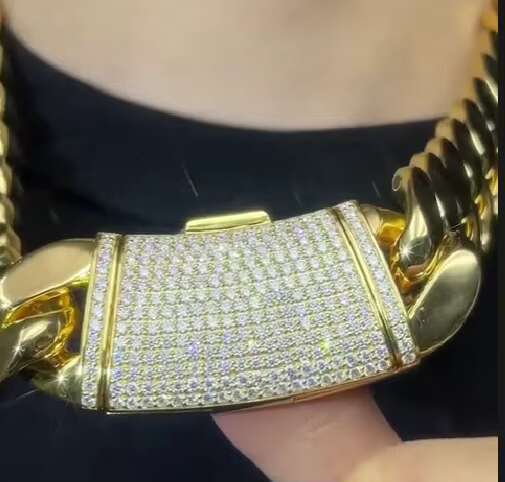 20mm Iced Out Chain Cuban Custom Moissanite Clasp Hiphop 925 Silver Custom Cuban Link Chain