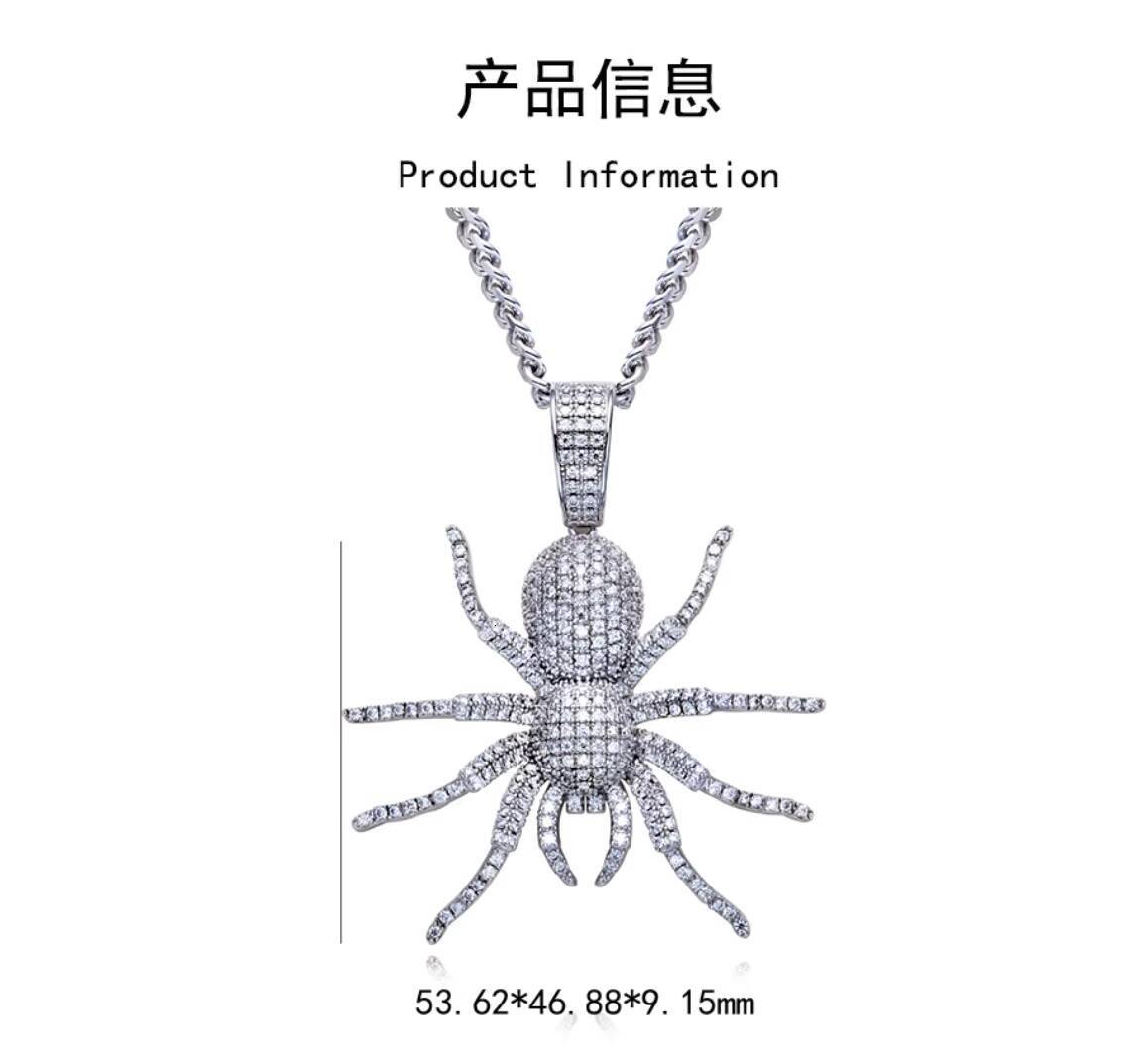 Hip Hop Mens Jewelry Bling Full Moissanite Spider Pendant Pass Diamond Tester 925 Silver VVS Custom Spider Charm Pendants