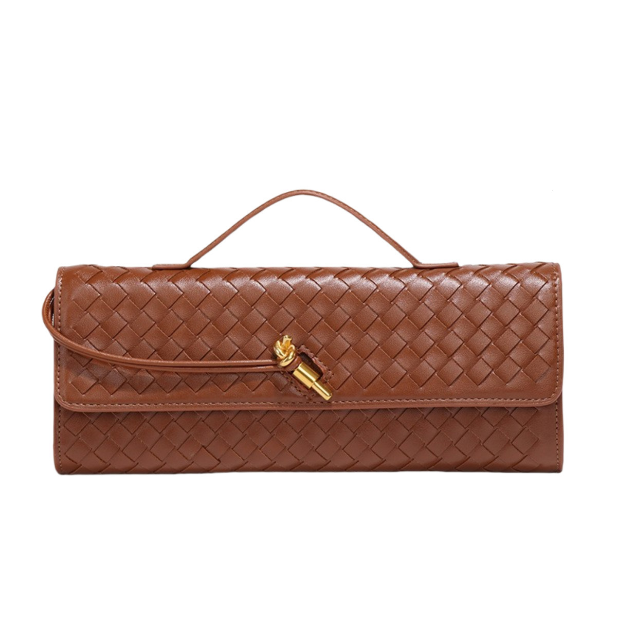 Trendy Spring/summer New Knitted Soft Leather Banquet Bag Retro Law Stick Bag Organ Bag Horizontal Handheld Single Shoulder Crossbody Bag