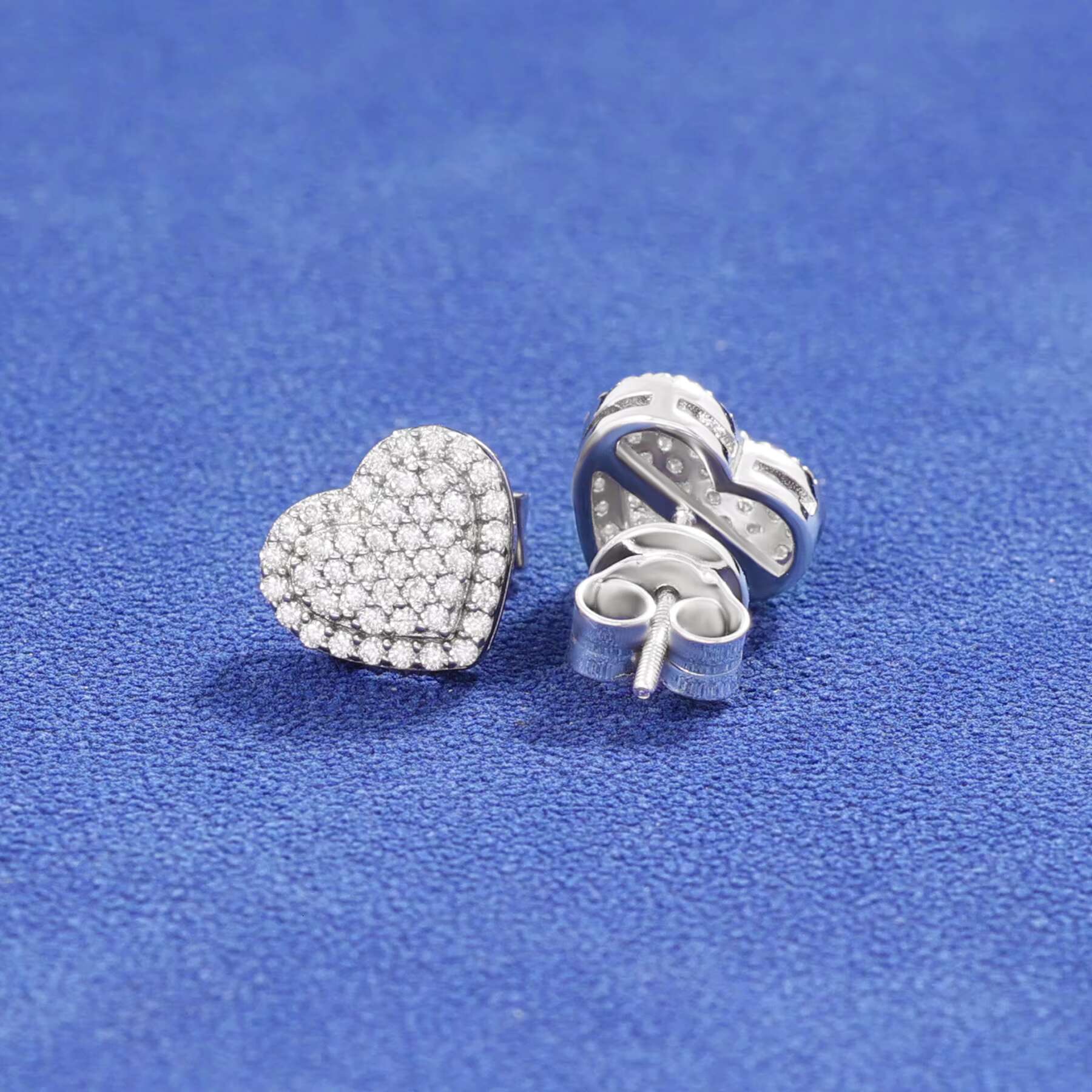 Factory Wholesale 925 Sterling Silver VVS Moissanite Earrings Jewelry Heart Shape Brilliant Cut Weddings Hip Hop Style