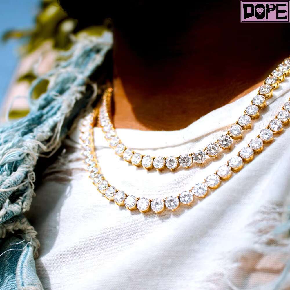 5mm Custom High Quality Tennis Chain 925 Sterling Silver 10K Gold Iced Out Moissanite Tennis Chain