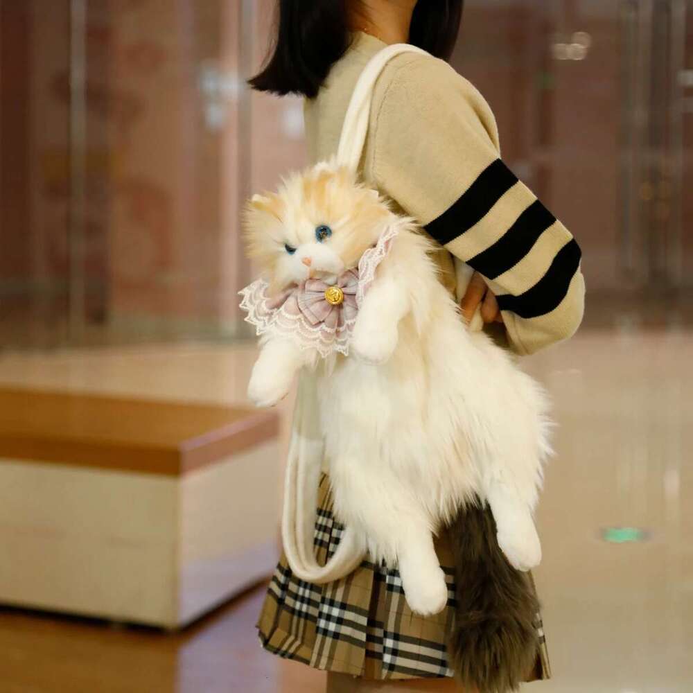 Cute Plush Cat Backpack - Realistic 3D Veet Shoulder Bag With Zipper Lightweight & Stylish For Daily Use