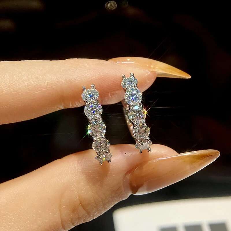 KNB 3ct Wedding Moissanite Diamond Hoop Earrings 925 Sterling Silver Plated Platinum Huggie Earring with Luxury Fine Jewelry