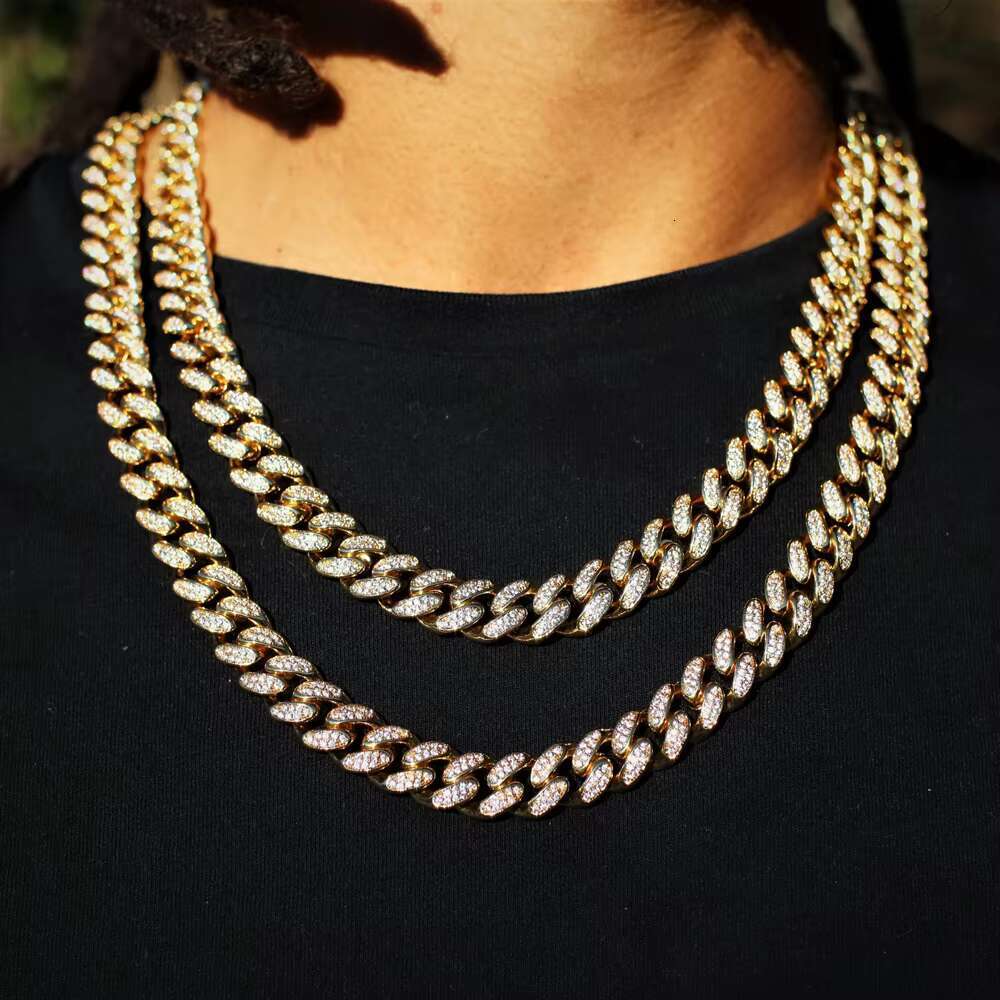 Hip Hop 925 Sterling Silver Cuban Necklace Gold Plated 10mm 12mm Iced Out VVS Moissanite Cuban Chain