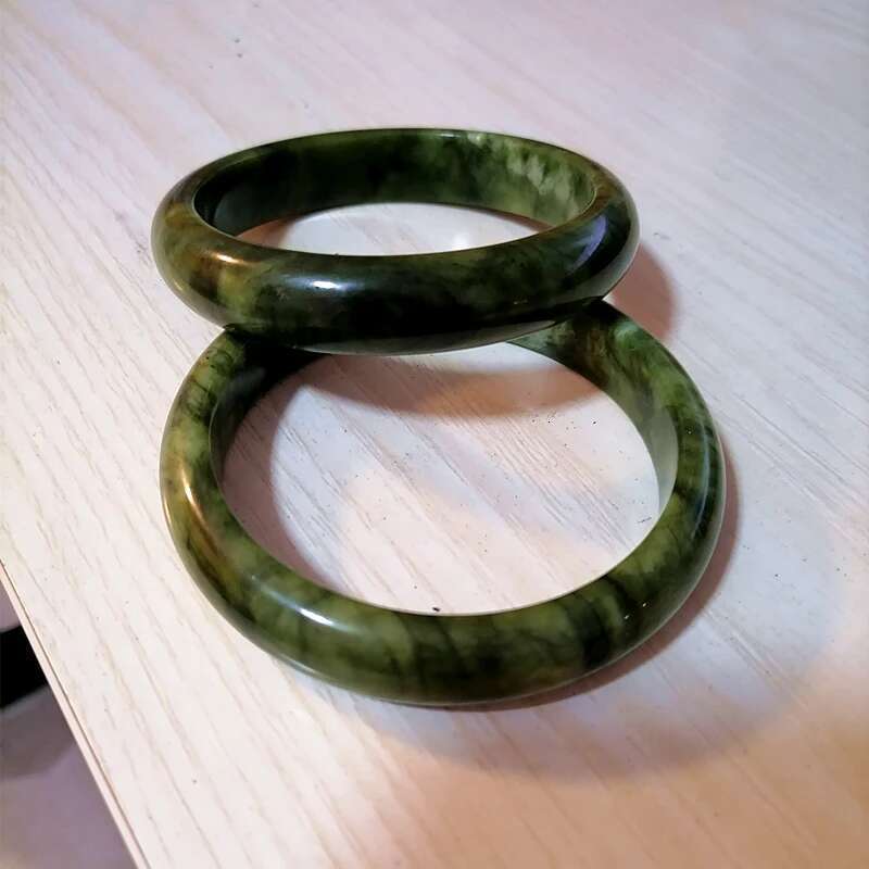 Natural Chinese Southern Jade Hand Carved Wide Band Bracelet Fashion Boutique Jewelry Men's And Women's Turquoise Bangle