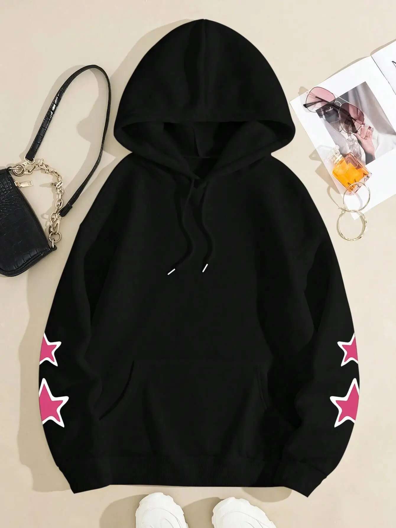 Spider Star Printed Hoodies Street Sporty Women Sweatshirts Comfortable Crewneck Pullover Loose Fleece Female Tops Clothes fashion clothing women