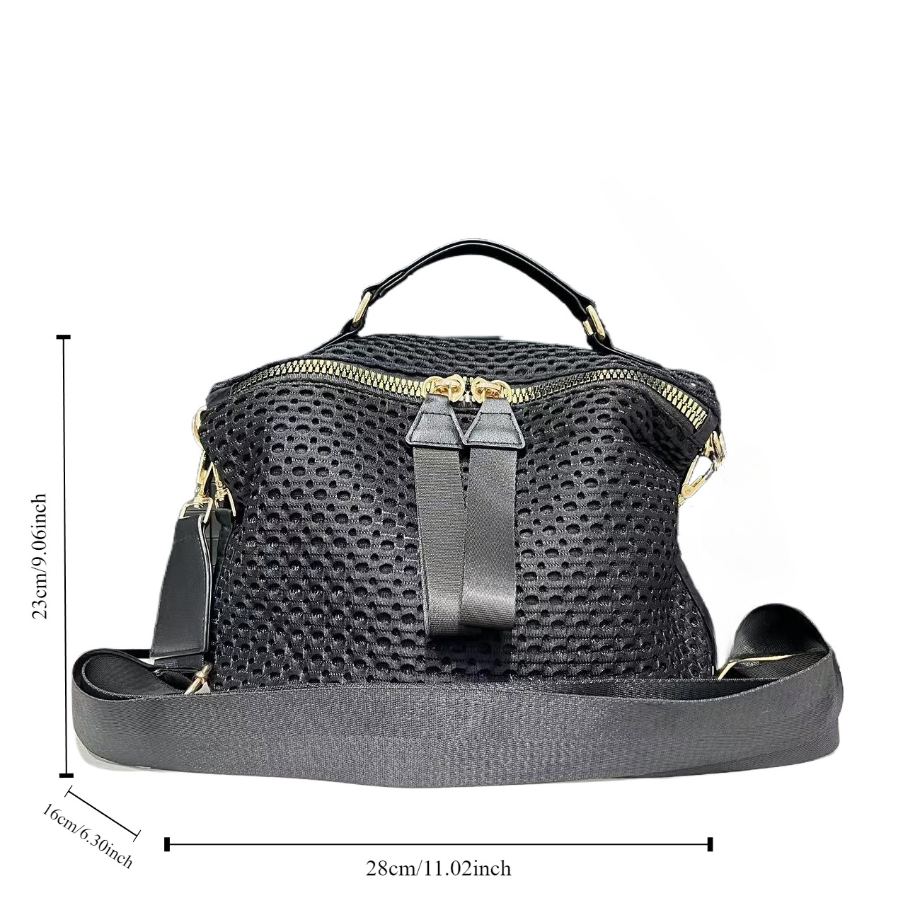 Ladies' Fashion Nylon Mesh Splicing Elegant Handbag Large Capacity Multi Pocket Shoulder Bag
