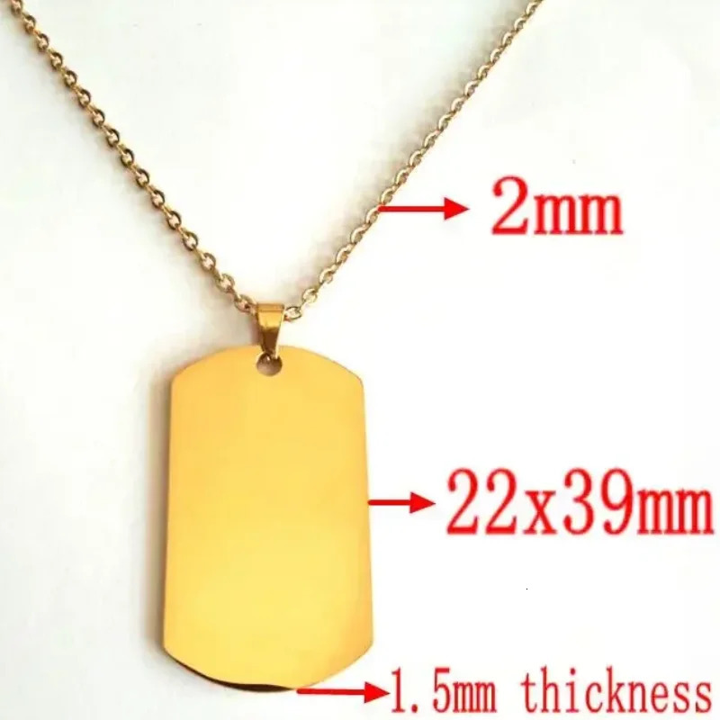 10 pieces/batch mirror polished 304 stainless steel ID blank dog tag necklace rectangular military pendant jewelry wholesale 250427