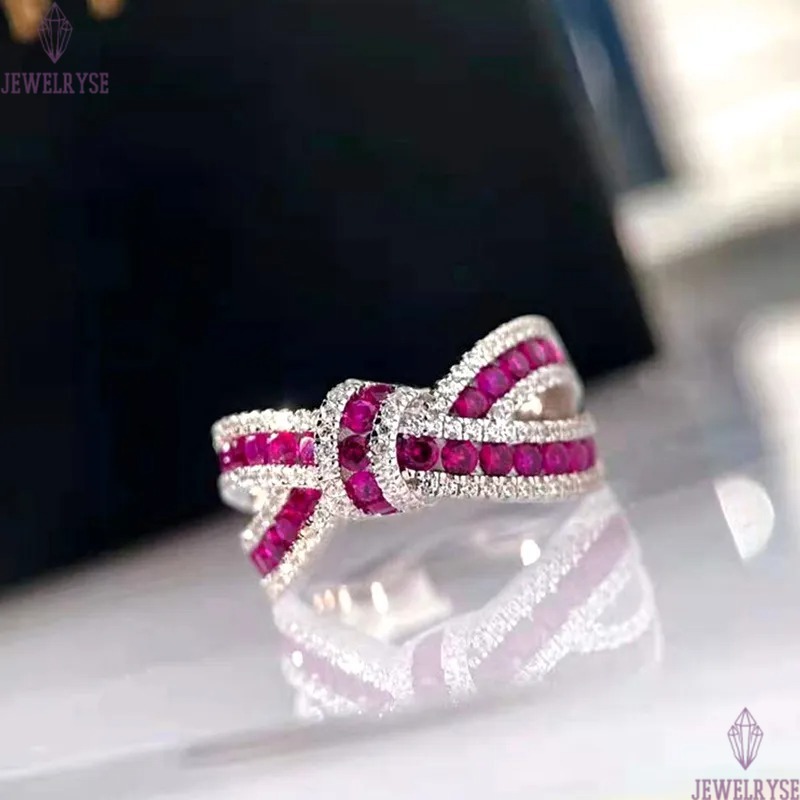 Choucong Brand Wedding Rings Classical Jewelry 925 Sterling Silver Blue Sapphire Round Cut Zircon CZ Diamond Elegant Bow Women Cross Band Ring Gift