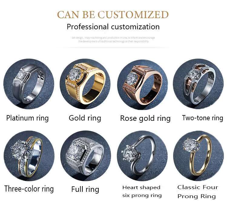 Handmade Customized Hiphop Ring Gold Plated Sterling Silver Round Cut Melee VVS Moissanite Diamond Mens Jewelry Ring