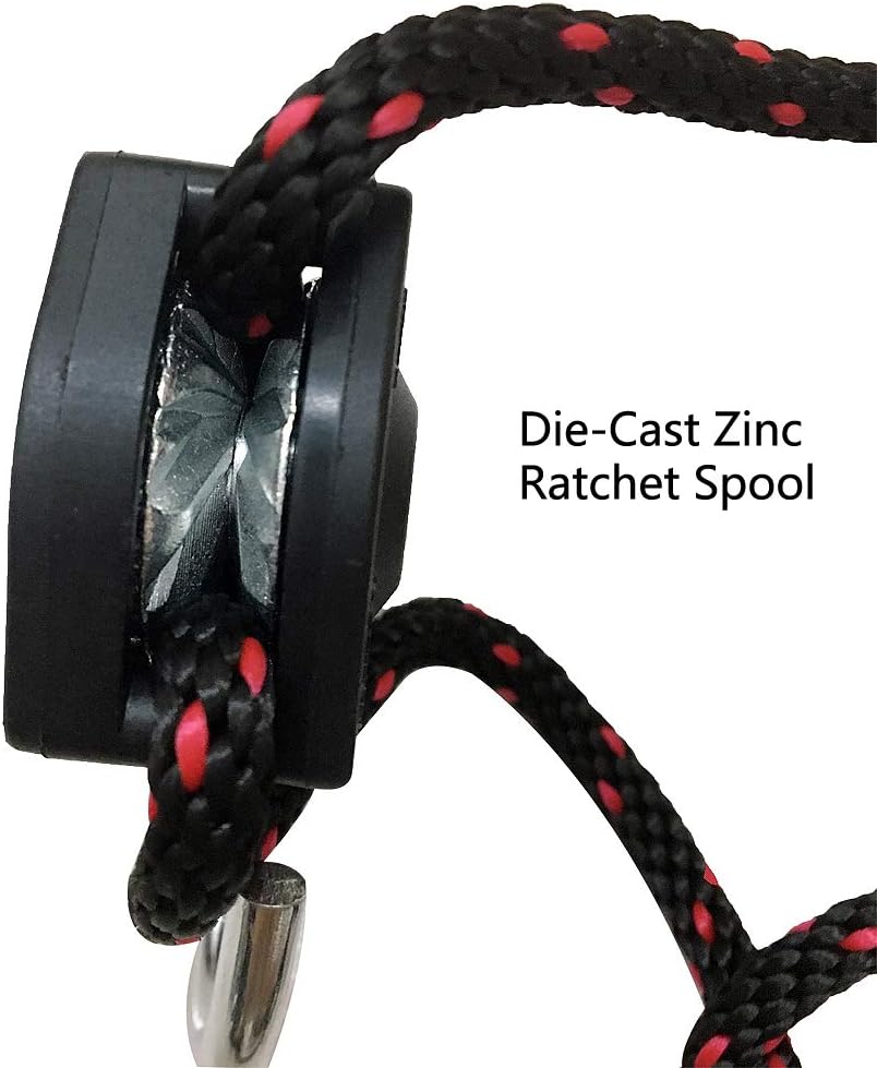 Rope Tie Downs, 1/4 in. X 10 ft. Heavy Duty Rope Lock Adjustable Ratchet Pulley for Kayak Canoe (2-Pack)