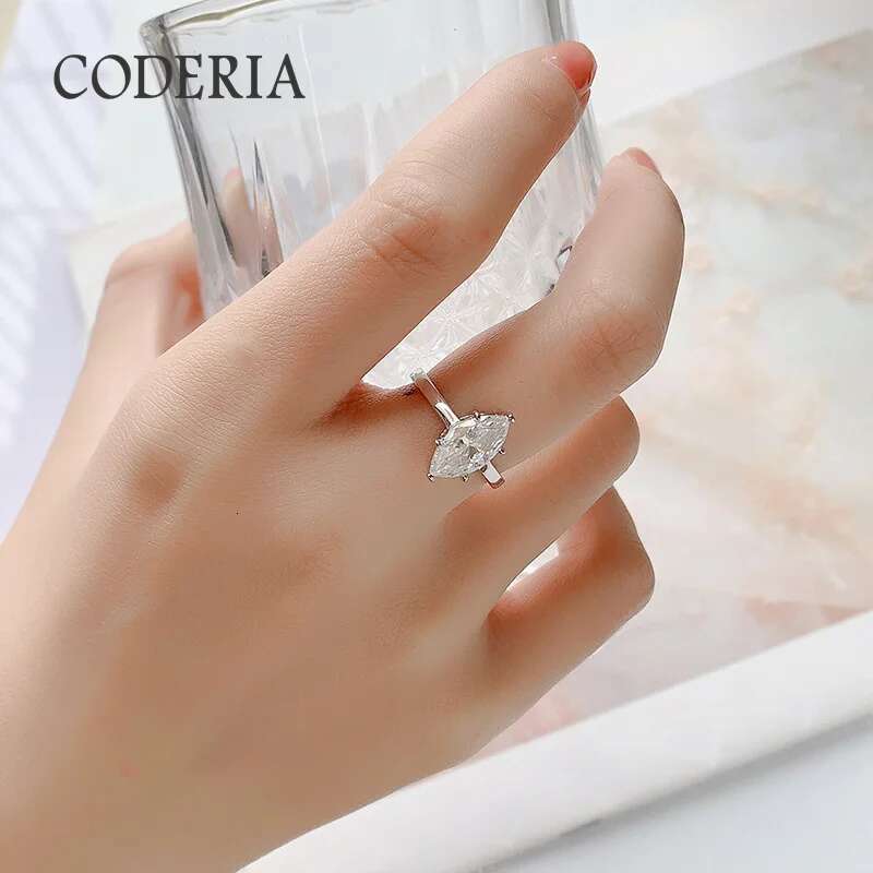Real GRA Certified Moissanite Wedding Ring Women Birthday Gift Horse Eye 1CT 2CT Brilliant Diamond Finger Band Fine Jewelry
