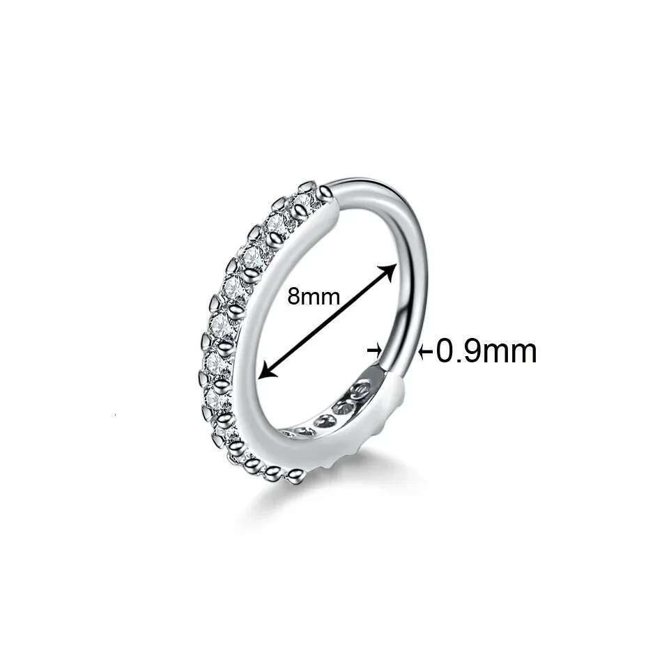 Cubic Zircon Fake Ring For Women Stainless Steel Round Cartilage Tragus Helix Ear Nose Piercing Falso Nariz Body Jewelry