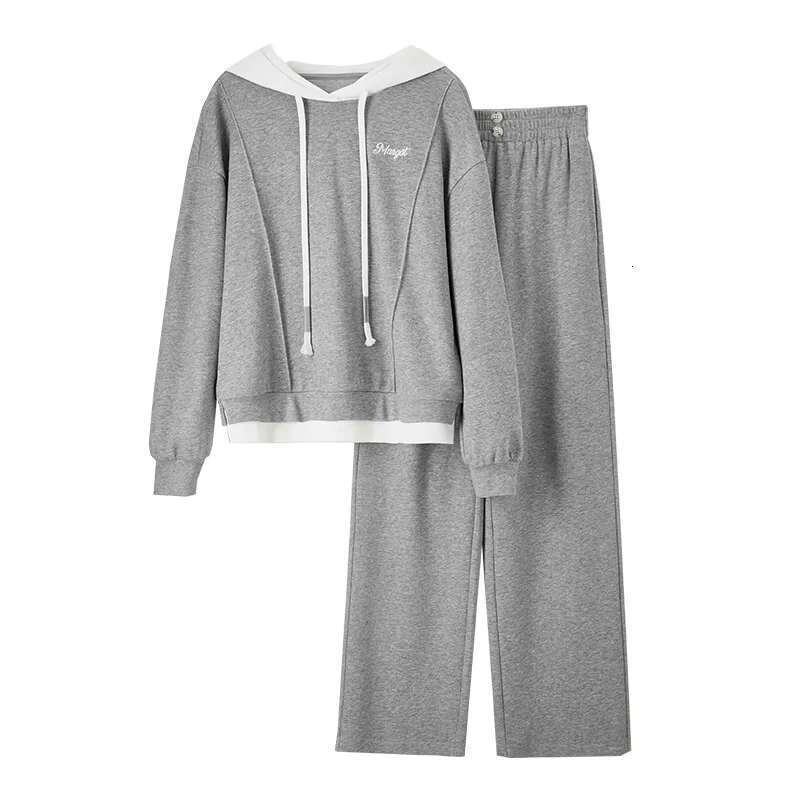 SENTUBILA Women's Sports Suit Hoodies Wide Leg Sweatpants Two Piece Set Autumn Outfits Sweatsuits For Women Sportswear 133Z49590