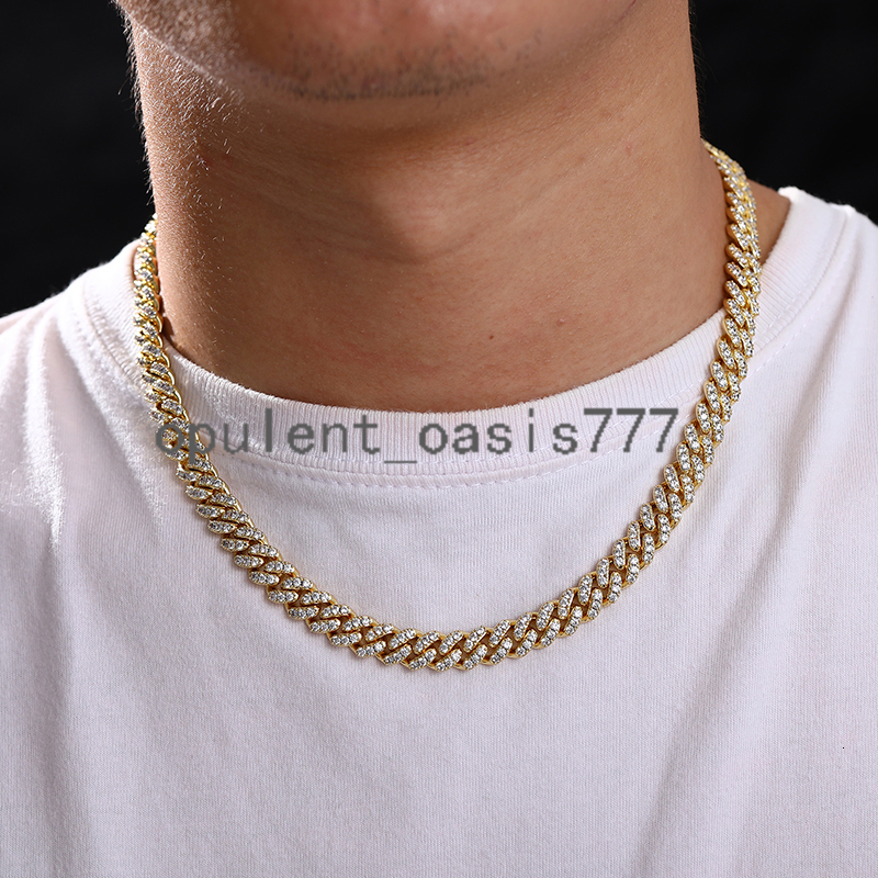 Fashion Hip Hop Jewelry 8mm Gold Plated Brass 1 Row moissanite Diamond Miami Cuban Link Chain Necklace for Men Women