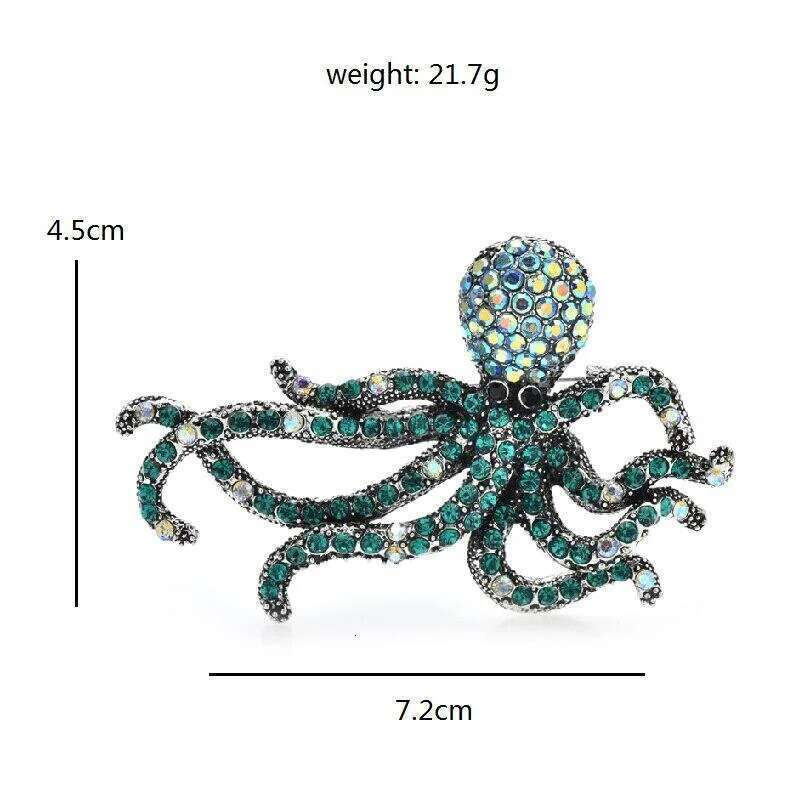 Women Sparkling Octopus Fish Pin Rhinestone Sea Animal Party Brooch