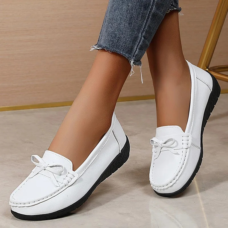 Genuine Leather Wedge Fashion Women Flats Black er Shoes Breathable Shoes Women Moccasins Casual Shoes Female Plus Size 250421