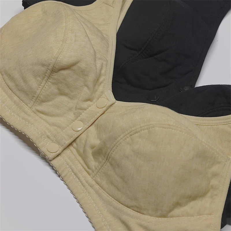 2PCS front button underwear womens soft cotton vest middleaged and elderly strapless bra largesized 250430