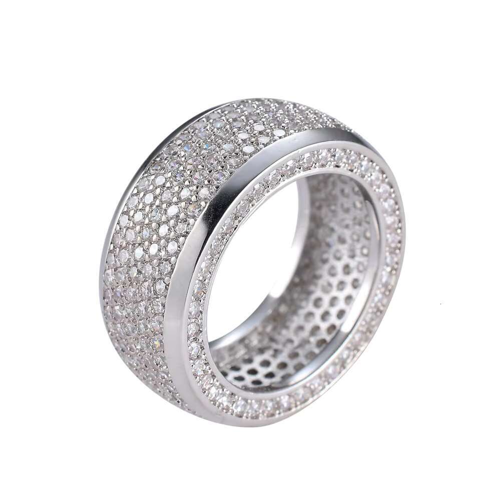 Handmade Customized Hiphop Ring Gold Plated Sterling Silver Round Cut Melee VVS Moissanite Diamond Mens Jewelry Ring