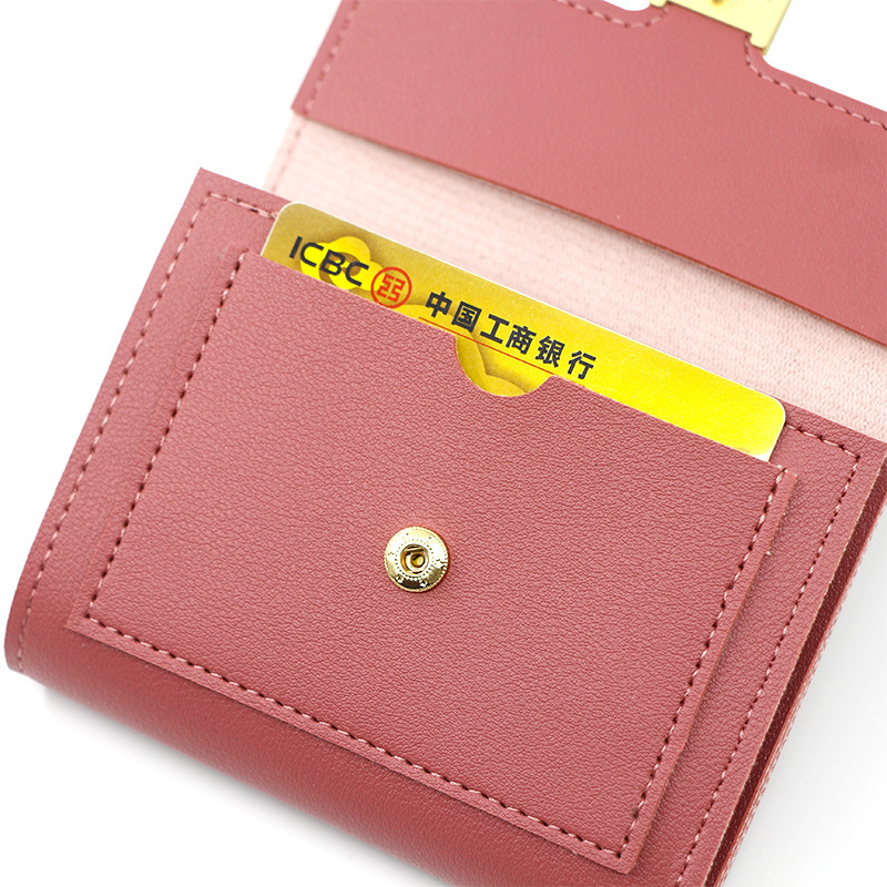 designer wallet New Korean Version Women S Wallet Short Small Off Ins Simple Solid Color Coin Purse Bank Card Change Hand Held Bag luxury wallet key p
