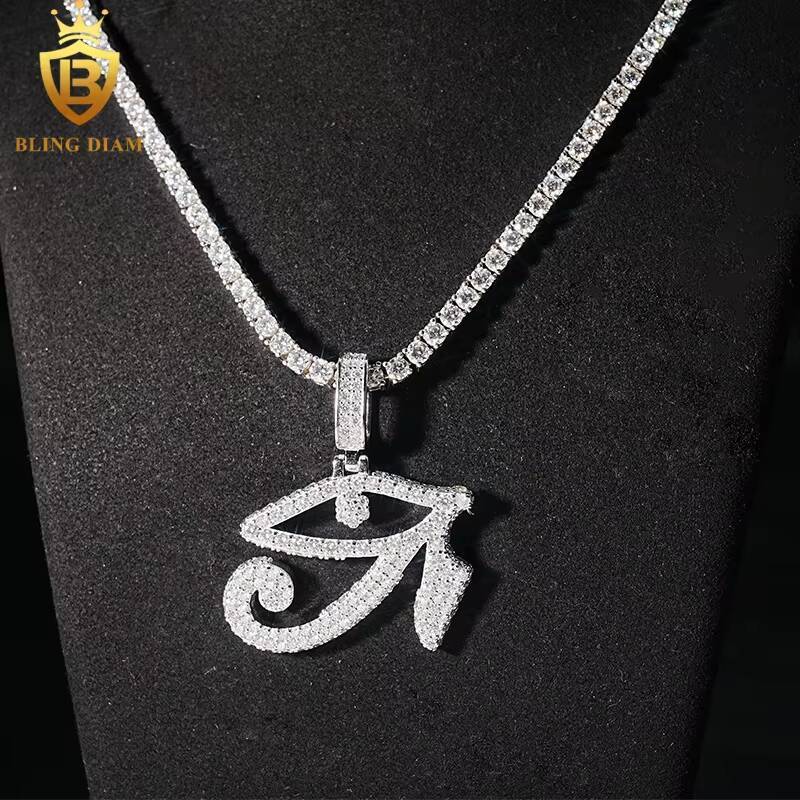 New Preduct Factory Low Price Hip Hop Jewelry 925 Sterling Silver Iced Out VVS Moissanite Eye Pendant Necklace
