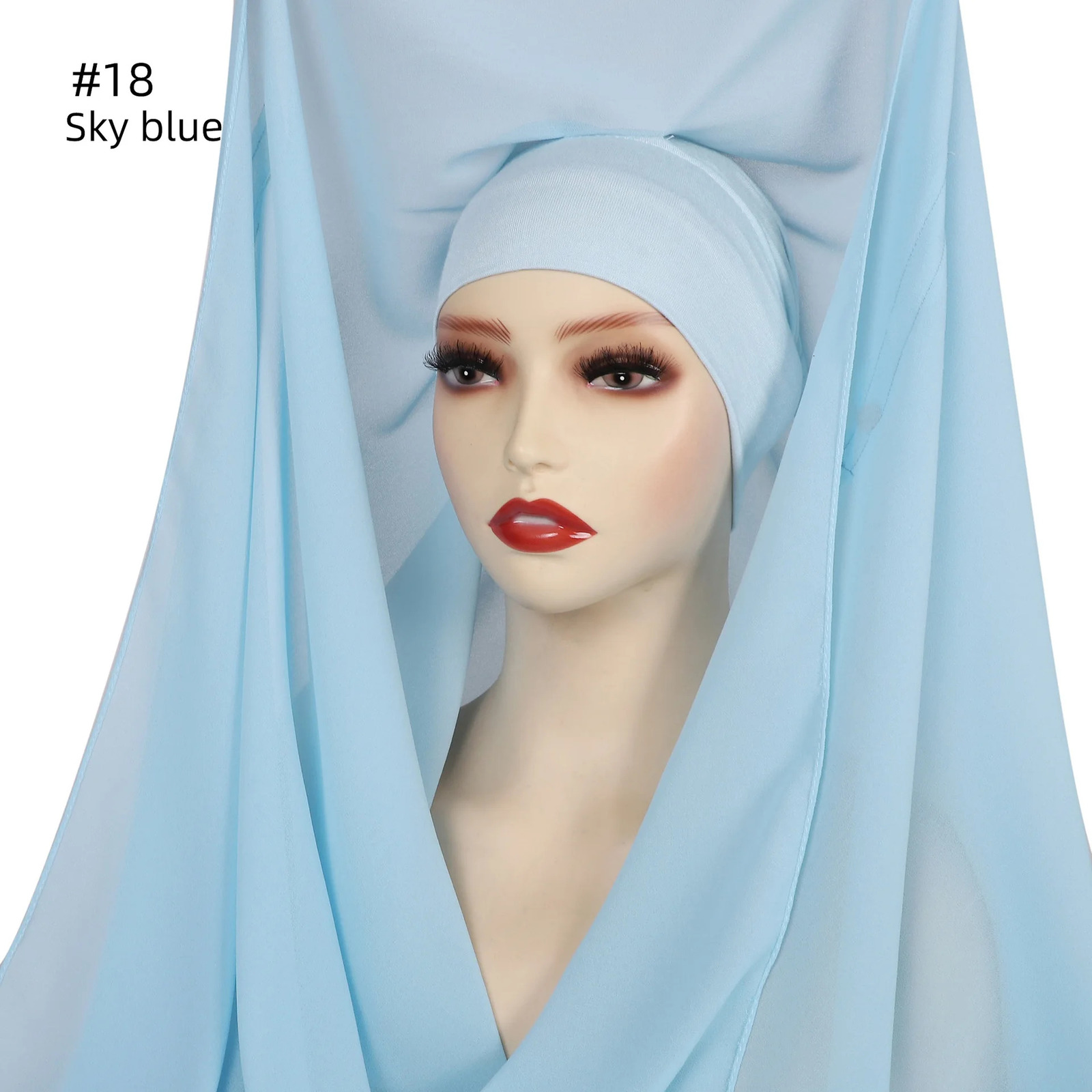 Premium Instant Chiffon Hijab With Bulit-in Magnets Solid Color Easy To Wear Shawl Wrap with Undercap for Muslim Women 250420