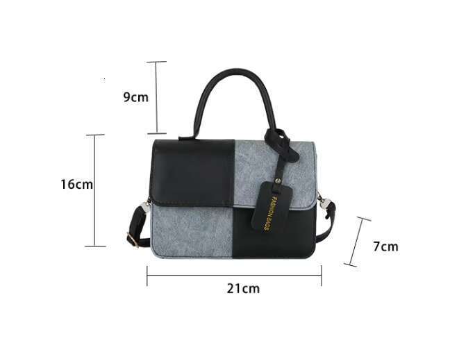 Splicing shoulder fashionable PU leather women's bag, square armpit crossbody bag block