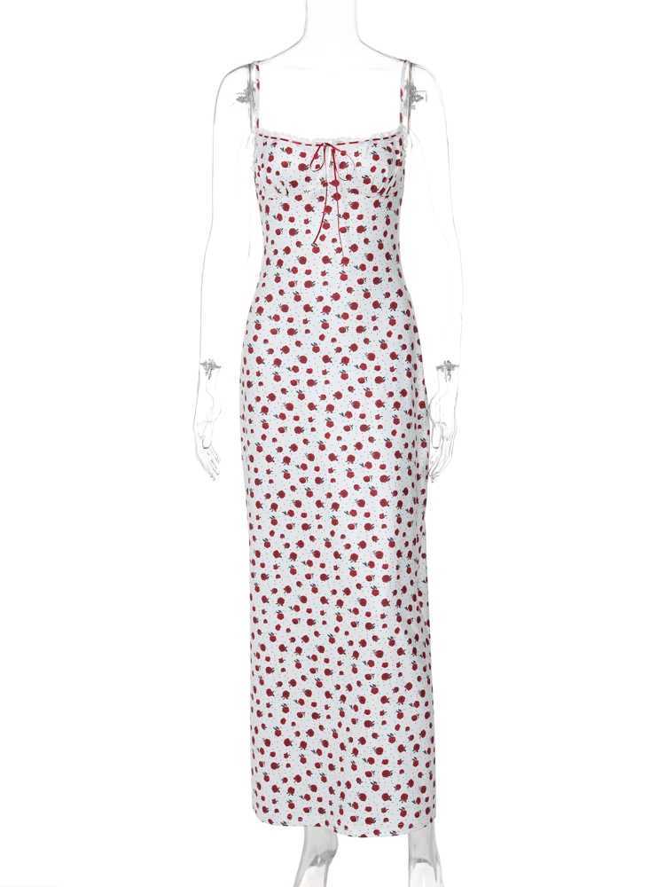 Hugcitar 2024 elegant floral print slider backless sexy Bodycon Maxi ball dress summer womens birthday party Y2K W250430