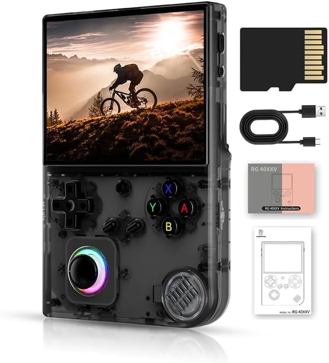 RG40XX V Handheld Game Console with RGB Colorful Joystick Lighting, Linux System, Built in 3200mAh Battery 64 Card and 6000+ Games