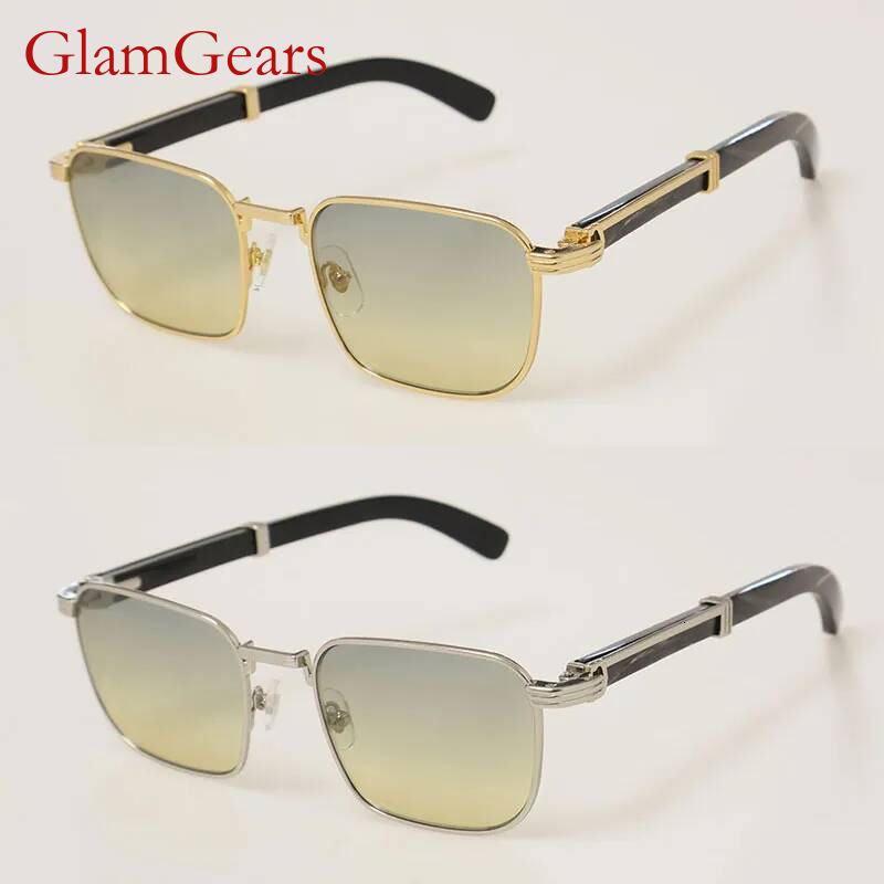Selling Buffs 0363S Sunglasses Original Gold-Black Buffalo Horn Male Female Glasses MARBLED BLACK BUFFALO HORN Square Unisex Size 54-21-145MM New