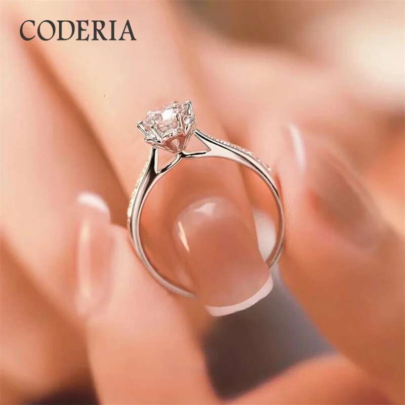 D Color 0.5 CT Moissanite Wedding Ring Excellent Cut VVS1 Pass Diamond Test Deluxe 925 Sterling Silver Rings Women Jewelry
