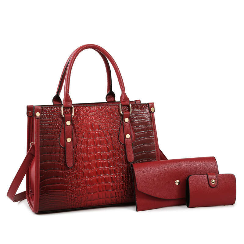 New Fashion Three Piece Set Large Capacity Mother and Child with Crocodile Pattern Texture Single Shoulder Handheld Crossbody Women's Bag