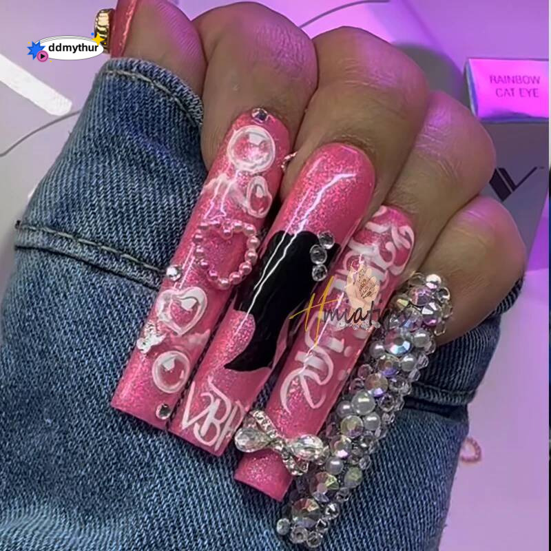 10Roll Pink Girl Foils for Transfer Paper Stickers Sliders Adhesive Nails Wraps DIY Kawaii Cartoon Nail Art Decorations ddmythur