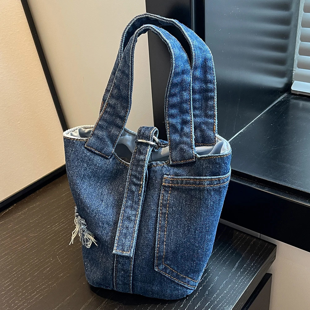 Womens street handbag patch work denim handbag solid color handbag casual shoulder bag date party shopping 250427