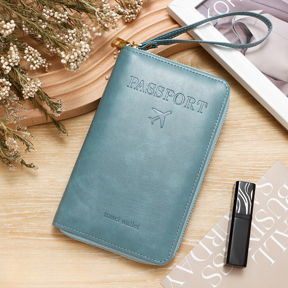 designer wallet RFID Long Clip Flight Ticket Storage Document Bag Multifunctional Travel Zipper Hand Held Passport Bag luxury wallet key pouch