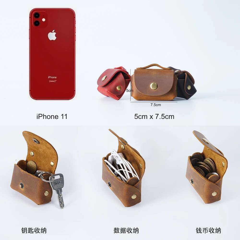 Portable Small Coin Purse Genuine Leather Storage Bag Vintage And Exquisite Key Wallet For Women & Men