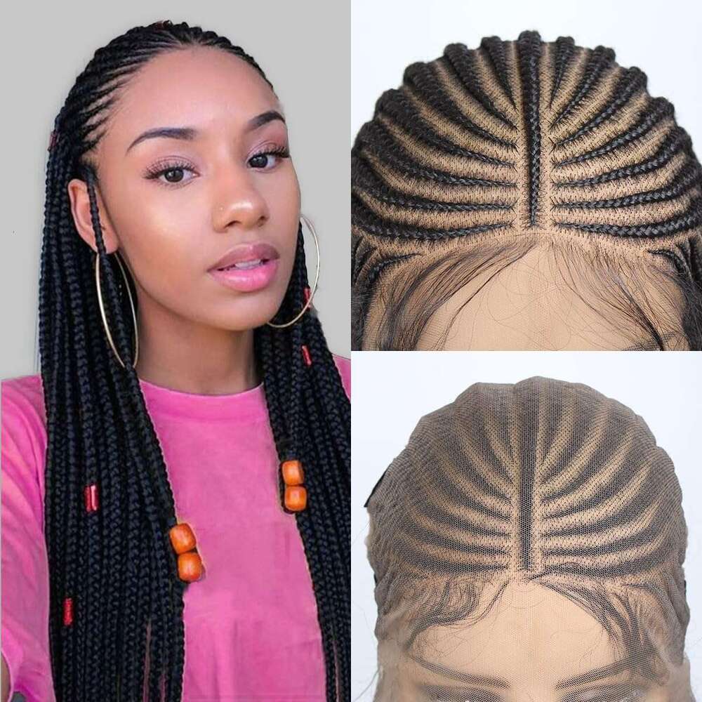 lounoke 36 inch Cornrow Braided Wig 13x8 Box Braid Wigs for Black Women, Plucked with Baby Hair