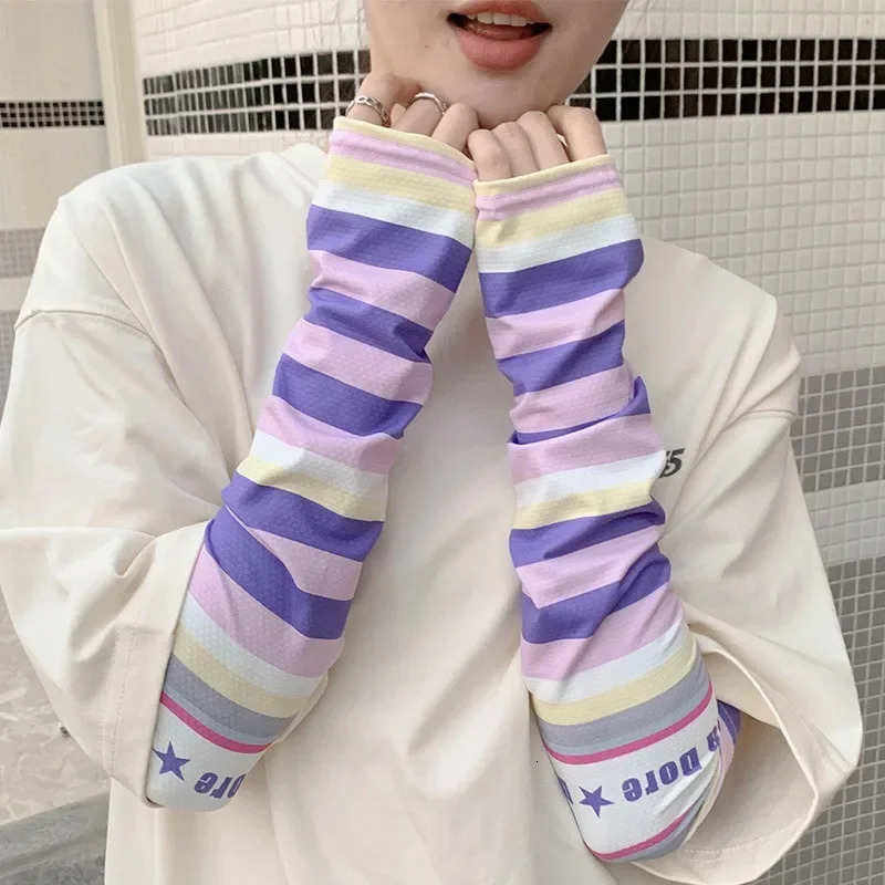Ice Sleeve Womens Sun Protection Summer Cute UV Protection Loose Hand Sleeve Driving Gloves Ice Silk Sleeve 250430