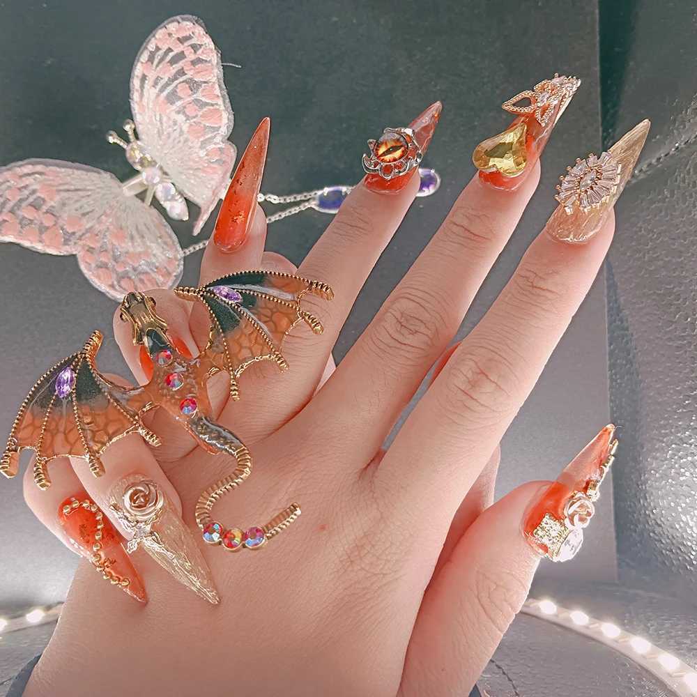 10pcs high-quality hand pressed nails real shooting pure handmade drawing accumulated dragon amber squeezing super cool H25429