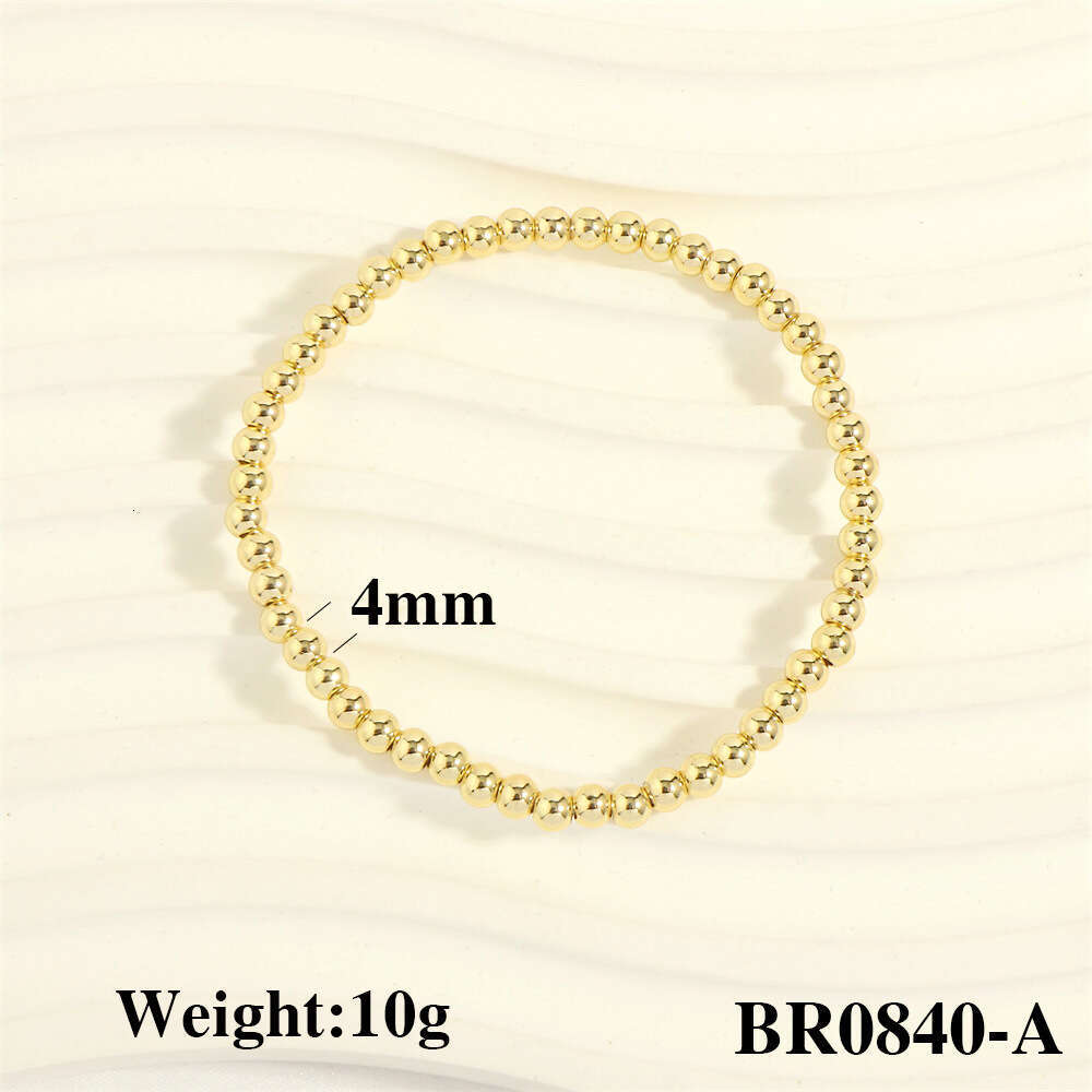 Hot selling copper plated gold elastic with color preservation, high-end personalized hip-hop bead bracelet