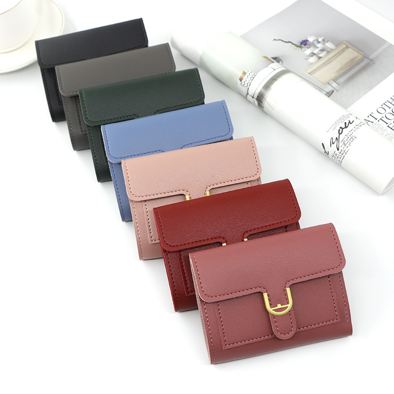 designer wallet New Korean Version Women S Wallet Short Small Off Ins Simple Solid Color Coin Purse Bank Card Change Hand Held Bag luxury wallet key p