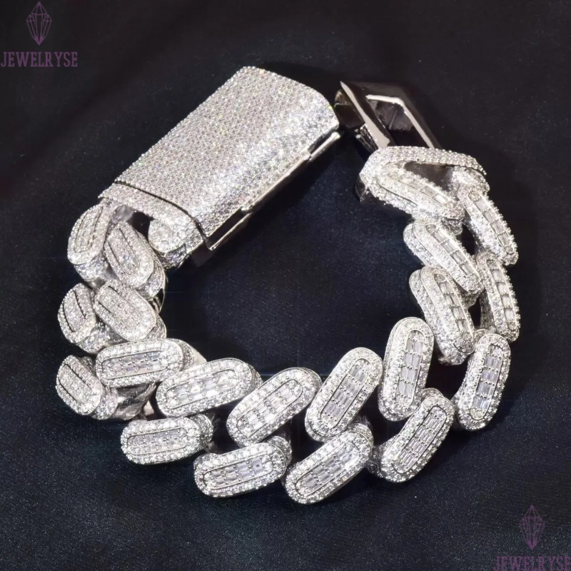 necklace moissanite chain cuban chain Big Heavy Mens Necklace iced Out Vvs Moissanite Baguette Diamond Hip Hop Iced Out Cuban Link Chain