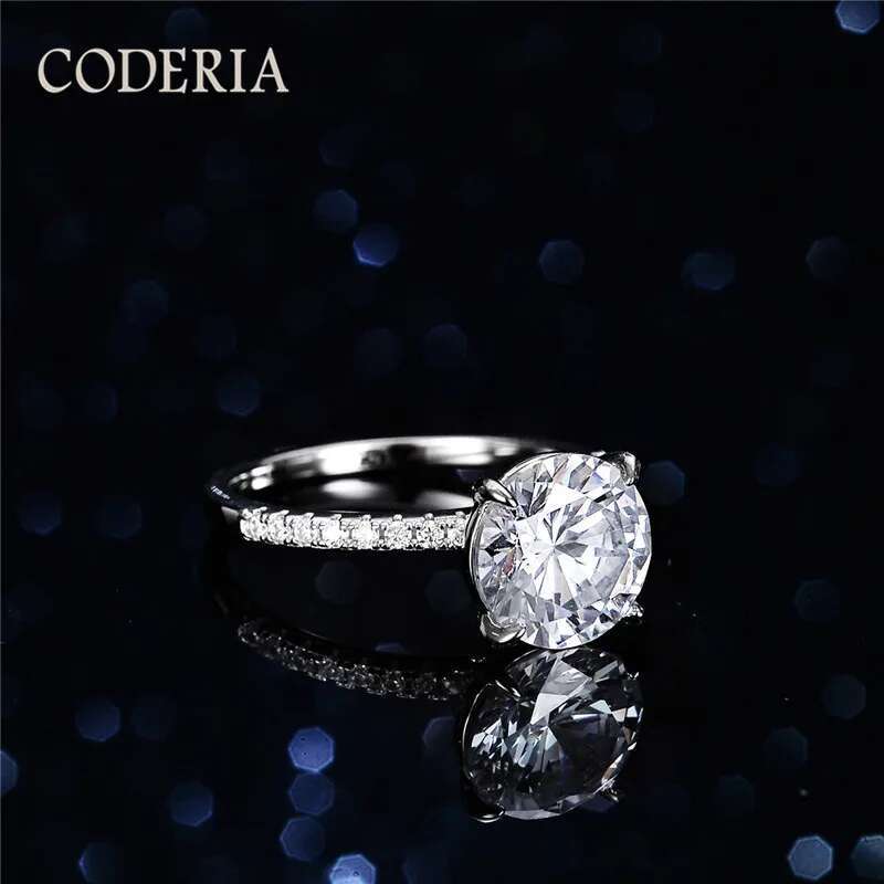 Oversized Moissanite 5 Carat 11mm Four Prong Diamond Ring For Women 925 Sterling Silver 14K White Gold Eternity Engagement Rings