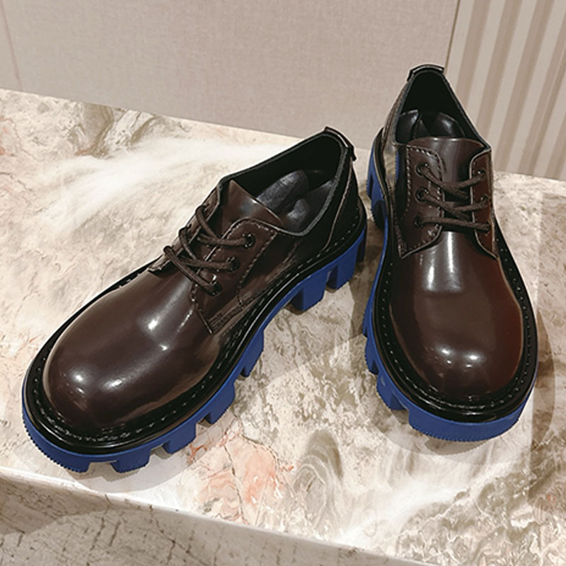 Luxury designer brand women new leather chunky heel loafers Classic Lace Up men ladies dress shoes Round toe platform sandals Genuine leather design