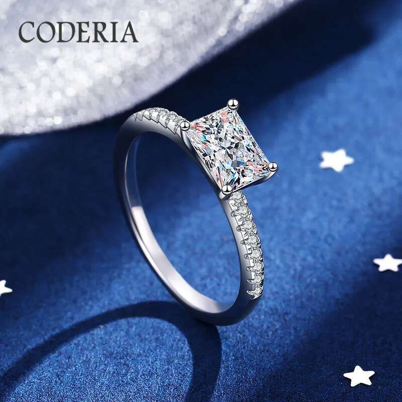 18K White Gold 925 Sterling Silver Rings Four Claw D Color 1 Carat Rayde Cut Moissanite Wedding Eternity Ring Luxury Jewelry